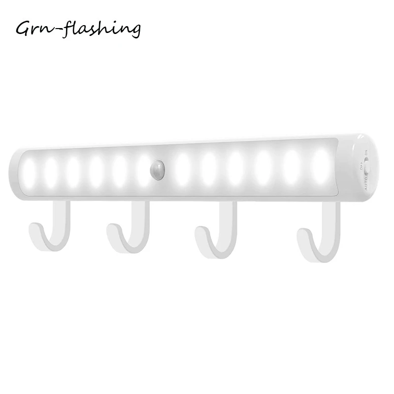 Светодиодная лампа с датчиком движения для шкафа спальни кухни туалета крючком