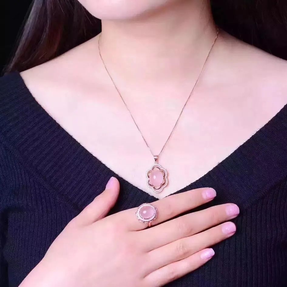 KJJEAXCMY ювелирные изделия 925 пробы серебро инкрустированные натуральным розовым