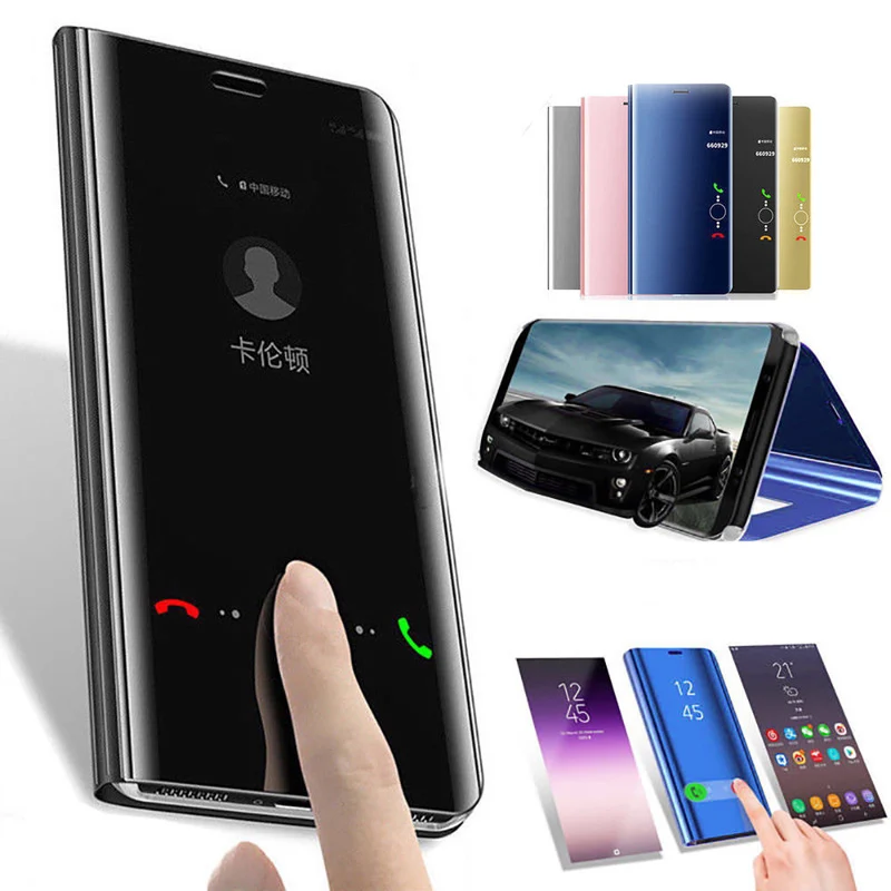 Противоударный чехол для Xiaomi Mi A3 роскошный умный зеркальный флип-чехол