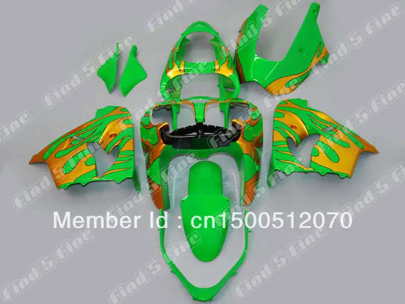 

Golden Flame Green For KAWASAKI ZX9R 00 01 ZX 9R 00-01 ZX-9R 2000 2001 2000-2001 ABS Fairing Kit