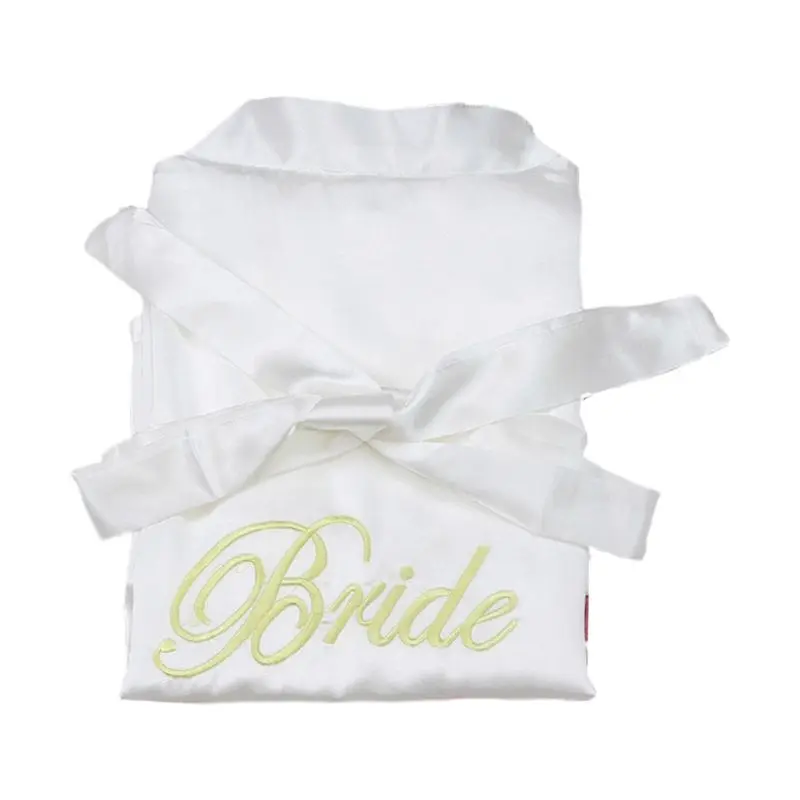 

Женское Короткое Кимоно с рукавами до локтей из искусственного шелка, банный халат для невесты, подружки невесты с золотой вышивкой и надпи...