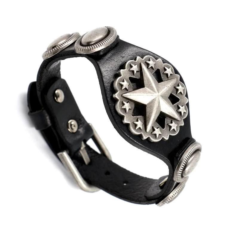 Модный мужской кожаный браслет веревочные открытые манжеты черный коричневый