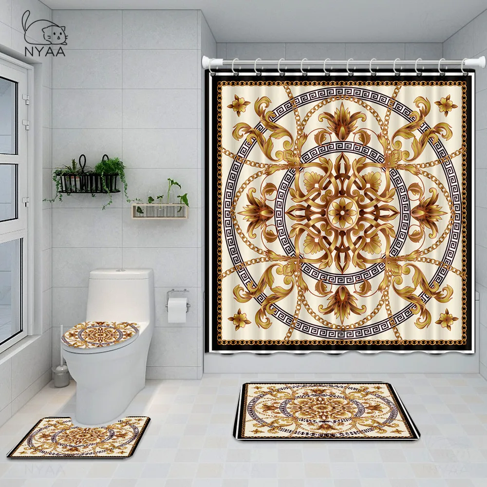 4 шт. водонепроницаемые шторы для ванной и душа с принтом|Шторы душа| |