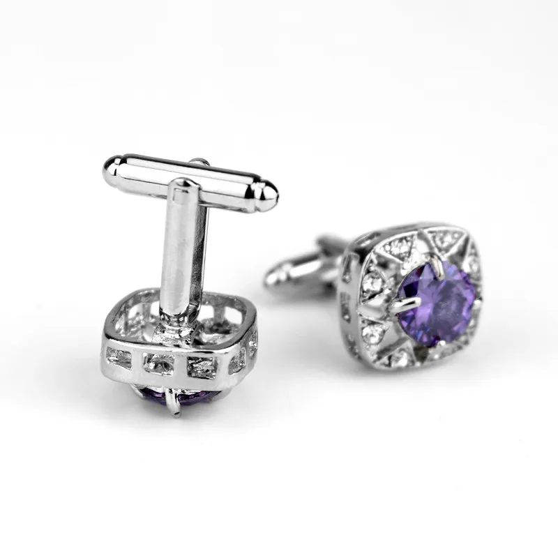 Модные Роскошные пурпурные запонки с кристаллами высшего качества Стразы дизайн