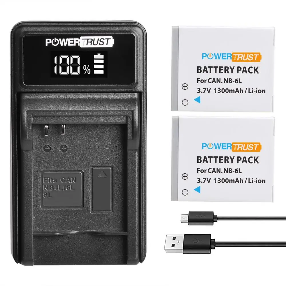 

NB-6L NB-6LH NB6L Battery + LED USB Charger for Canon PowerShot D10 D20 ELPH 500 HS S90 S95 S120 SD770 SD980 SD1200 SD1300 SD350