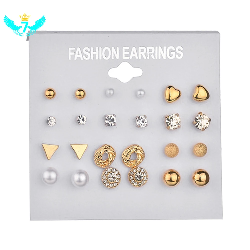 

12 пары/компл. женские серьги с кристаллами, бриллиантовые серьги с искусственным жемчугом