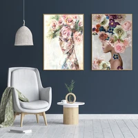nordic luxury beautiful flower woman posters modern canvas painting prints wall pictures for living room bedroom decoration