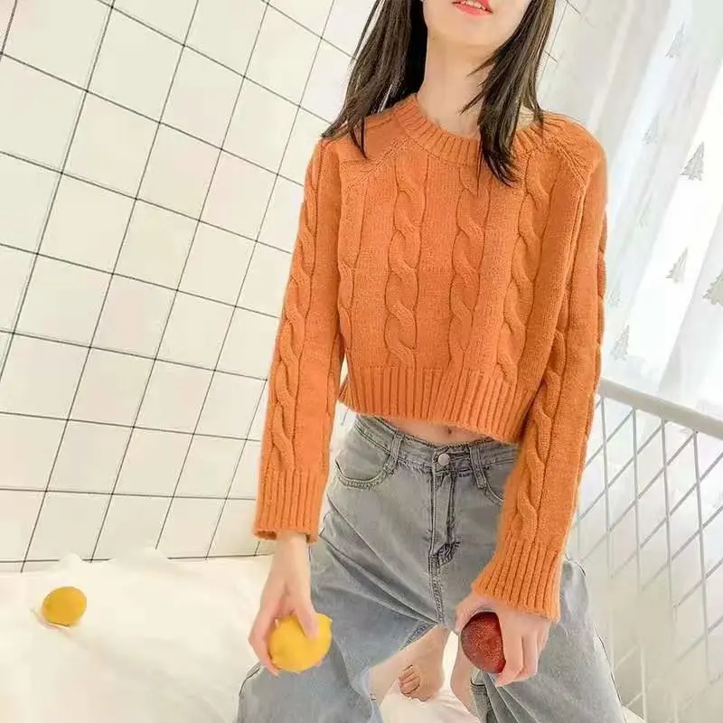 Неоновый зеленый оранжевый синий свитера женские повседневные трикотажные