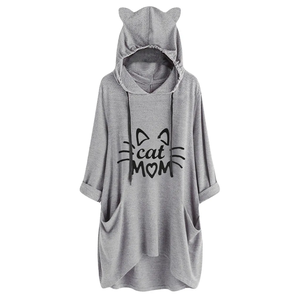 Женская толстовка с капюшоном кошачьи и надписями|Женские толстовки свитшоты| |