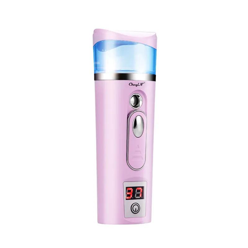 

Ultrasonic Nano Mist Sprayer Rechargeable Facial Steamer Cool Face Hydrator Digital Skin Moisture Monitor Power Bank Function 31