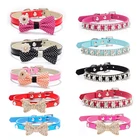 Блестящие стразы, ошейник для щенков, ошейник с бантом, регулируемый ошейник из искусственной кожи для маленьких собак товары для щенков питомцев