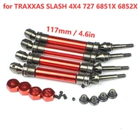 4pcs 117mm4 6in metal cvd front rear drive shaft for 110 traxxas slash 4x4 727 6851x 6852x rc car replacement accessory parts