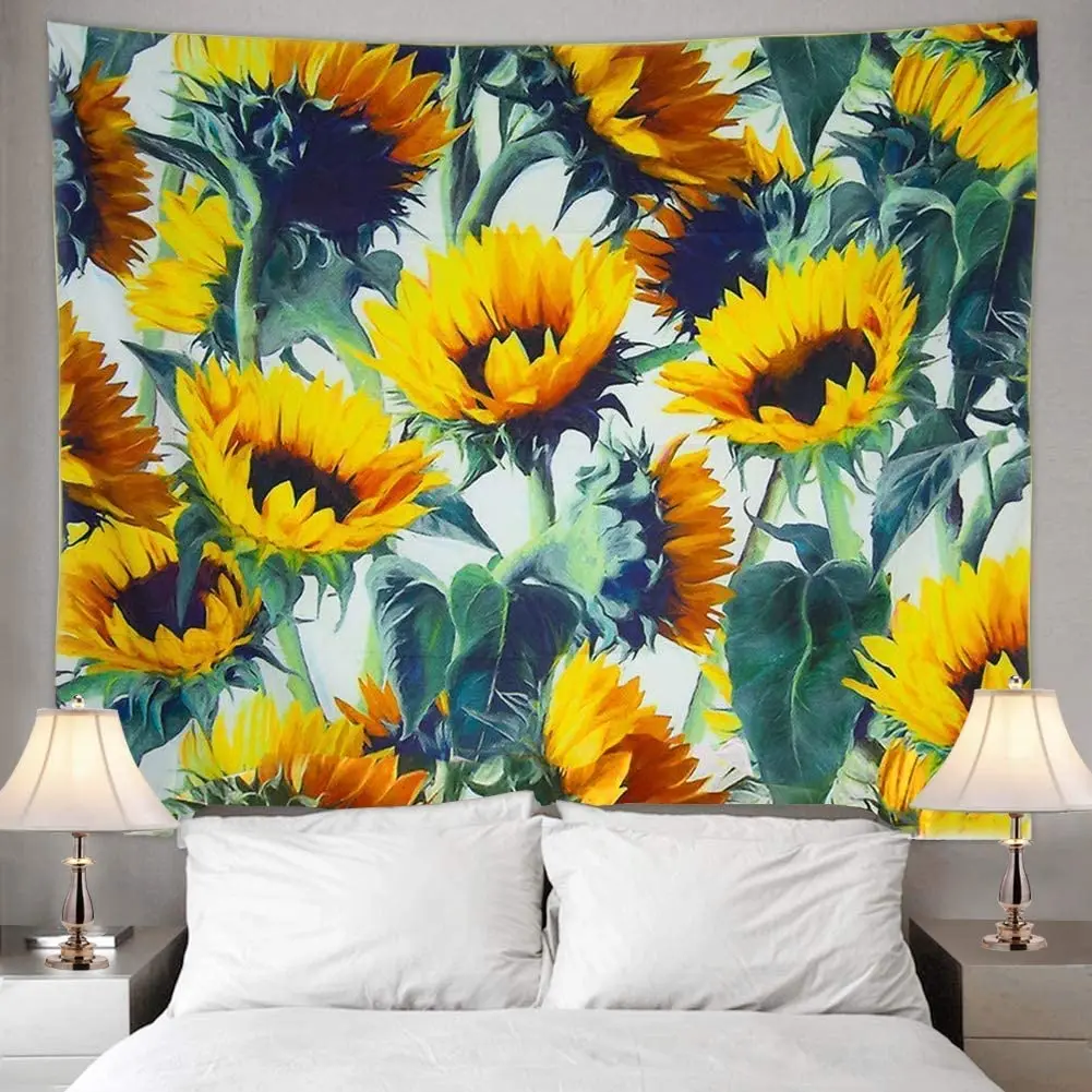 

Sunflowers Tapestry Wall Hanging 3D Printed Dorm Decor Hippie Cloth Wall Tapestries Farmhouse Decorative Wall Carpet Tablecloths