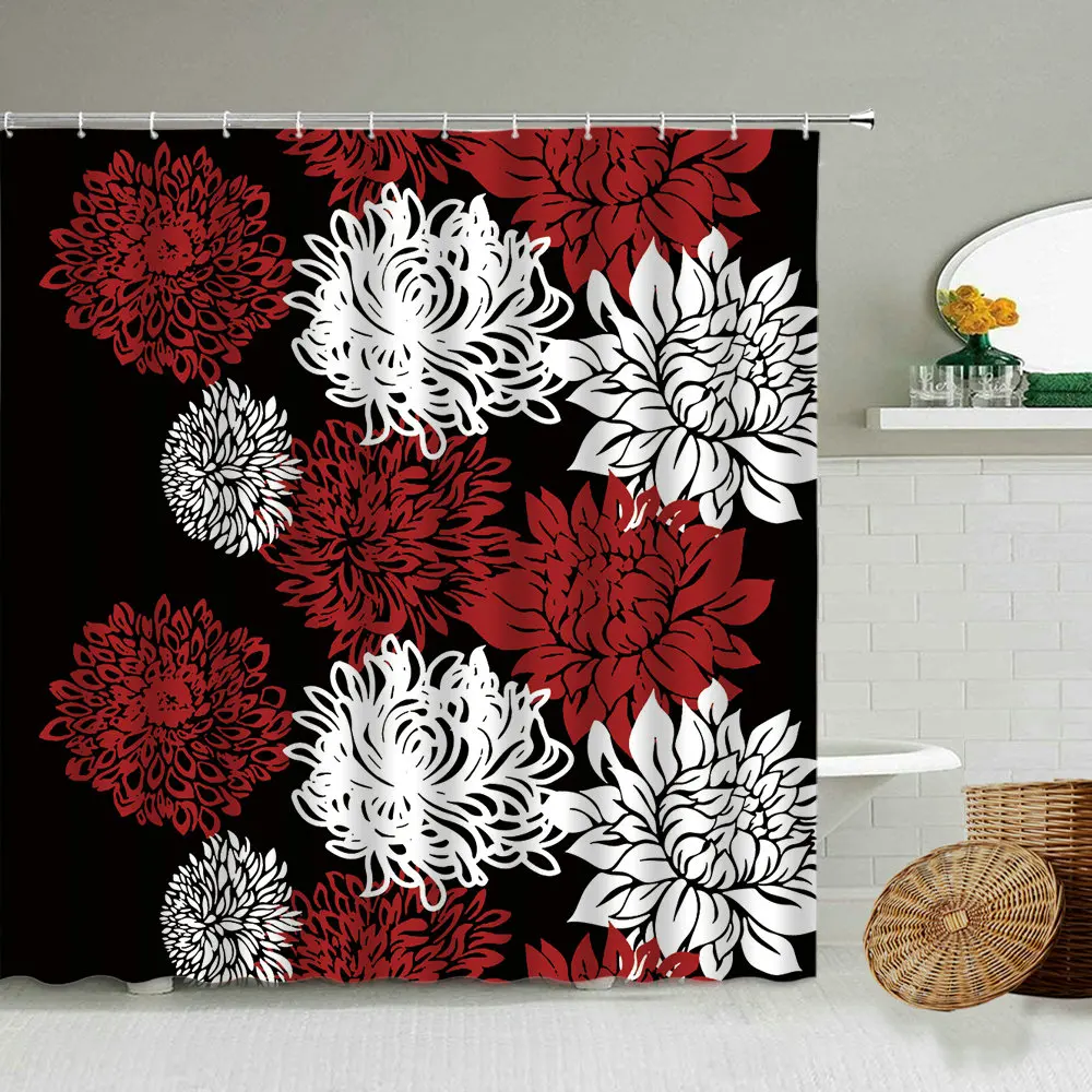 Занавеска для душа с абстрактным цветочным узором водонепроницаемые