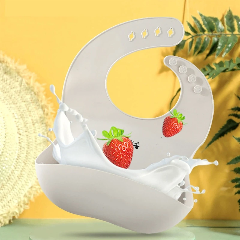 

Baby Food Grade Silicone Waterproof Bib Newborn Boys Girls Feeding Saliva Bibs Infants Adjustable