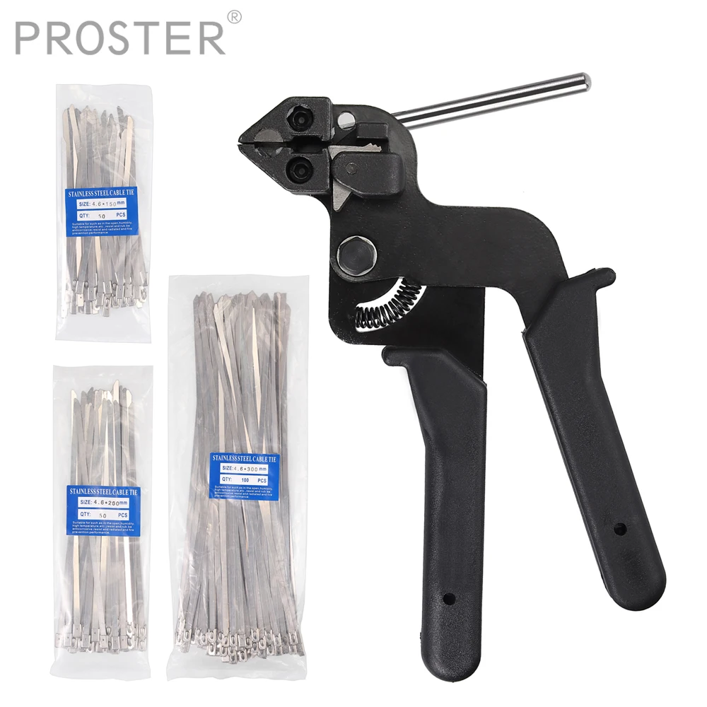 PROSTER 200 шт. 304 Нержавеющая сталь кабельные стяжки + Кабельные плоскогубцы пистолет