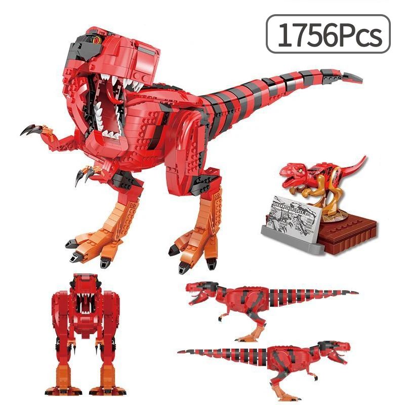 

Jurassic Tyrannosaurus Dinosaur Model Bricks Dragon Building Blocks Toys for Children Boy Kids Gifts 1756Pcs