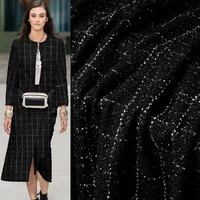 pearlsilk france tweed black plaid fabrics autumn jacket dress suits garment materials the sewing cloth meter freeshipping
