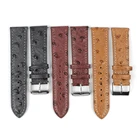 Ремешок из натуральной кожи для мужских часов, винтажный черный браслет с рисунком страуса, аксессуары для часов, 18 мм 20 мм 22 мм