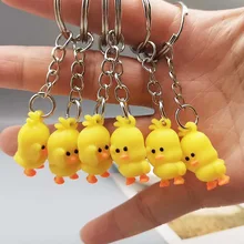 Funny Cute Little Yellow Duck Key Chains For Women And Men Couple Car Backpack Keychain Pendant Accessory Decoration