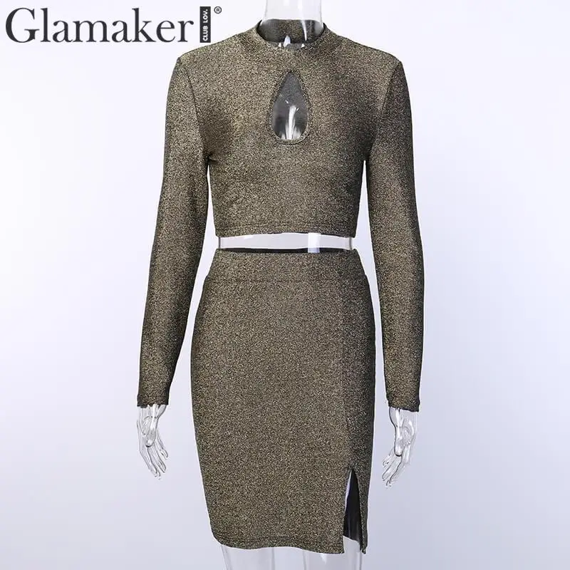 Glamaker укороченное короткое платье из двух частей женское сексуальное с длинным