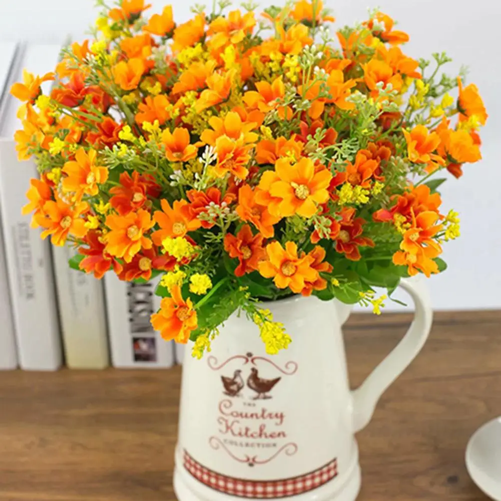 1 букет 28 голов искусственные мини Daisyed шелковая ткань с цветочным рисунком милое