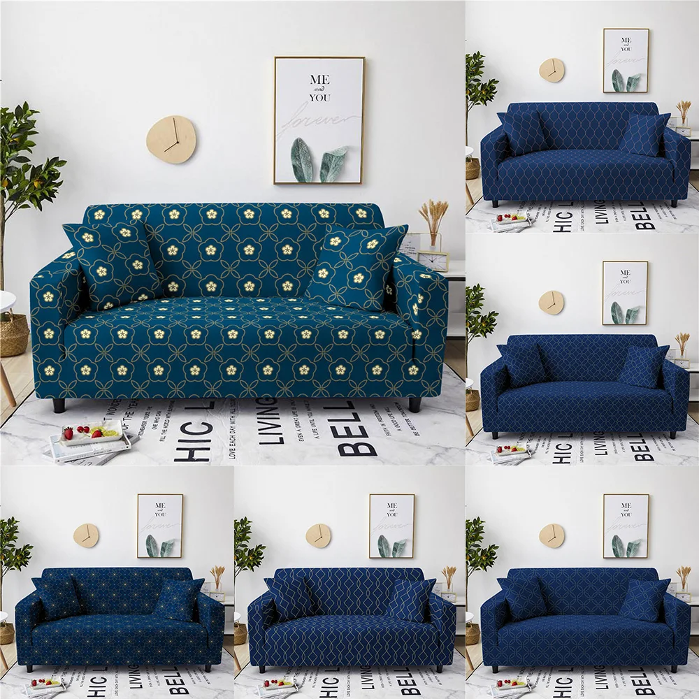 ZEIMON растягивающийся чехол для дивана синие геометрические чехлы эластичный