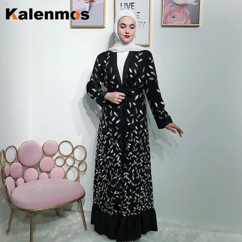 Новое шикарное мусульманское платье Abaya женское с вышивкой и пайетками на