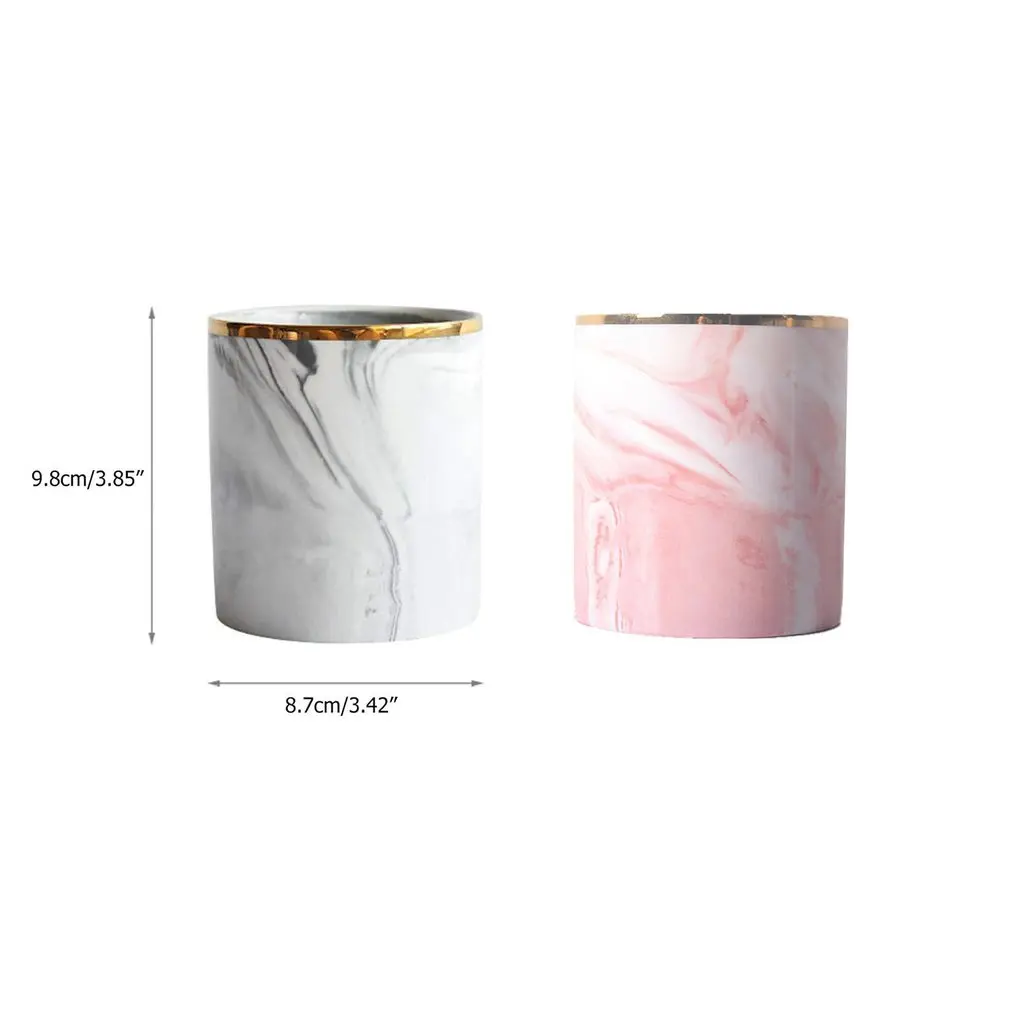

Marble Gilt Edge Make Up Brush Container Ceramics Storage Box Desk Stationery Penholder Home Furnishings