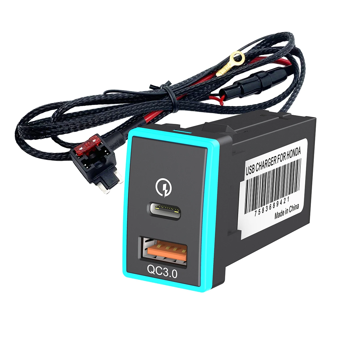 YANDZ автомобильное зарядное устройство QC3.0 Usb + PD с двойным разъемом предохранитель