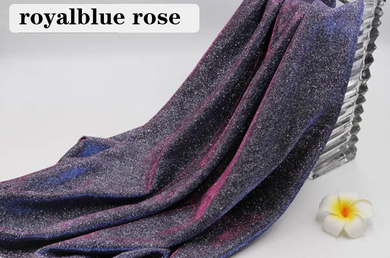 royalblue rose 140 X 100CM Gradient Dancing Stage Sequin Glitter Fabric African Tissus Patchwork Tulle Weddings Party Decoration Fabrics - Color: royalblue rose