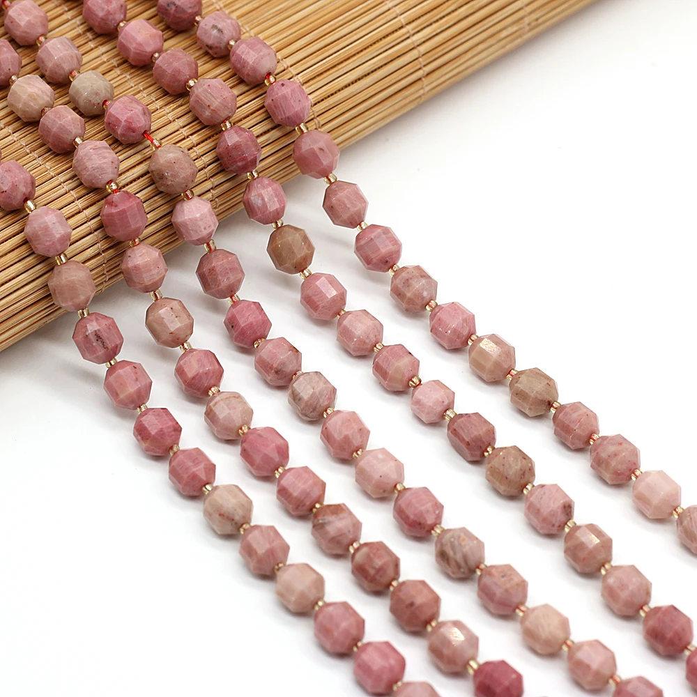 

New Beaded Natural Stone Faceted Dialogite Spaced Loose Beads For Jewelry Making Charm DIY Bracelet Accessories Unisex Gift 8mm