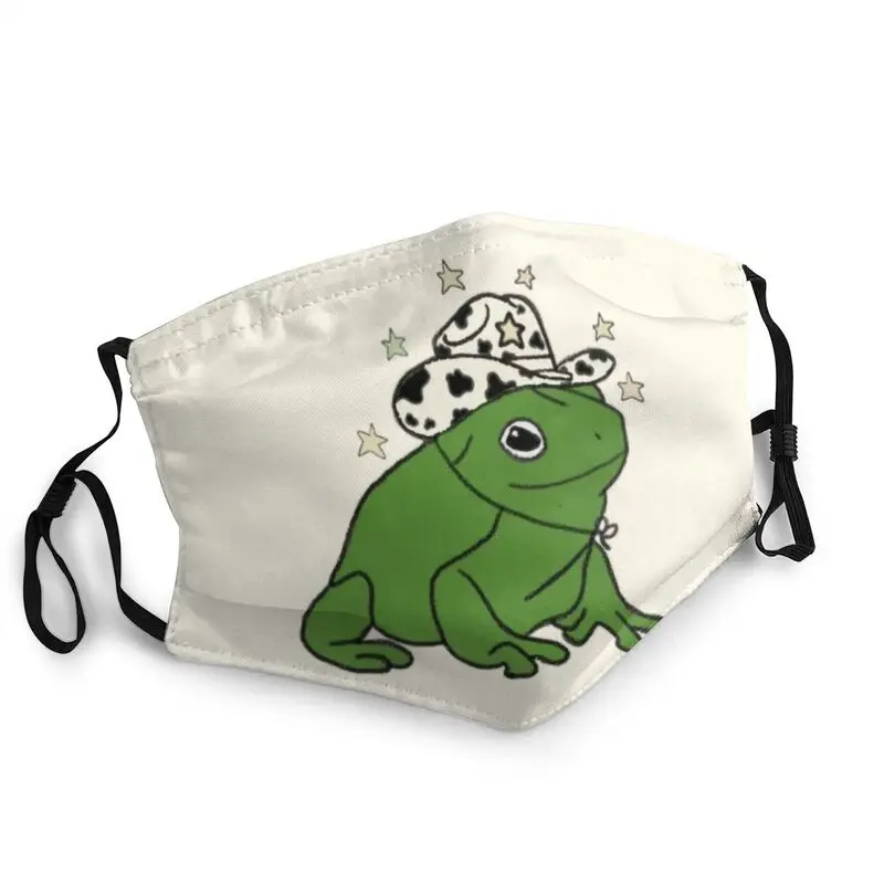 

Cute Frog With A Cowboy Hat Reusable Unisex Adult Face Mask Animal Anti Haze Dust Protection Cover Respirator Mouth Muffle