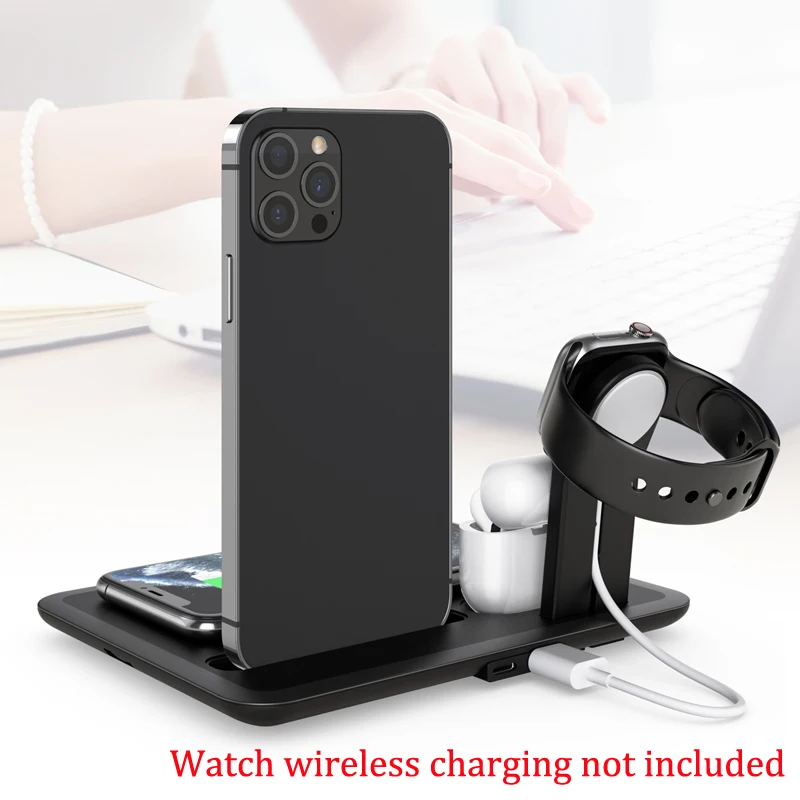 2022 wireless charger for iphone 5 in 1 wireless chargers for apple watch airpods pro fast charger stand for iphon fast charger free global shipping
