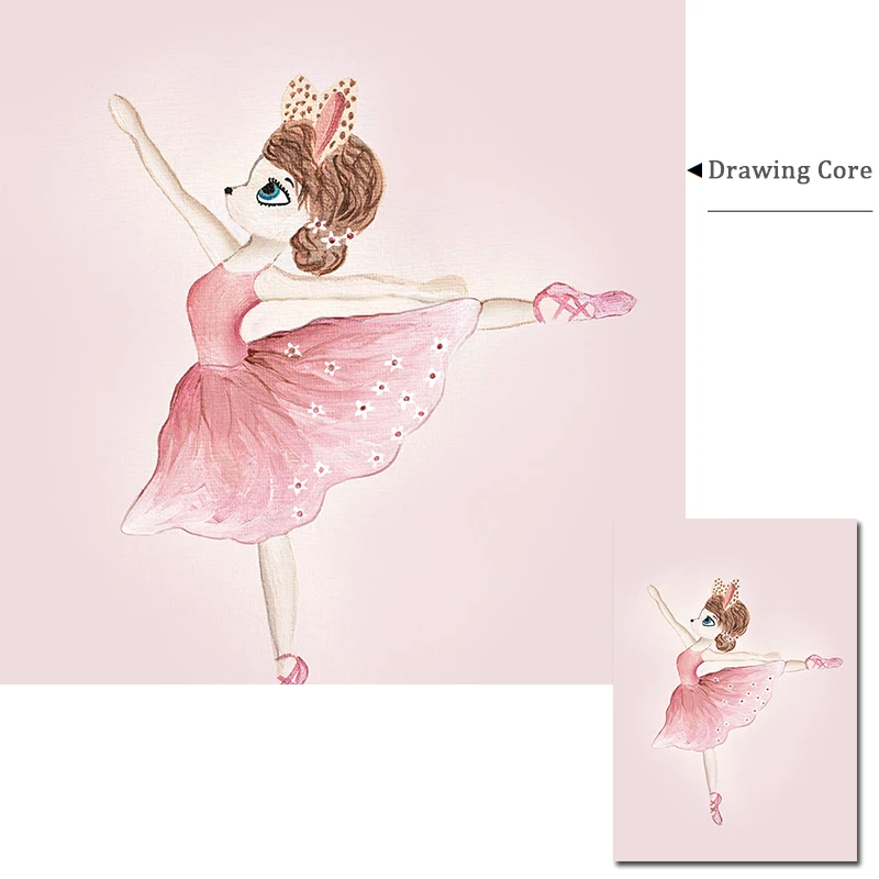 Розовый детский настенный художественный постер с кроликом и оленем для девочек