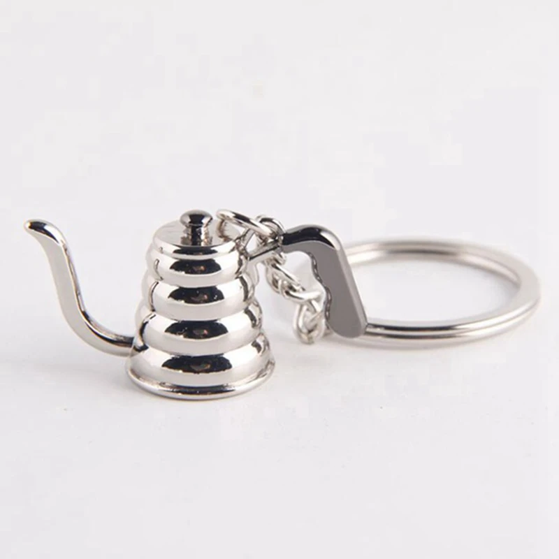 

5PCS Creative Barista Coffee Tamper Keychain Espresso Portafilter Moka Pitcher Keyring Portable Coffee Accessories Gift
