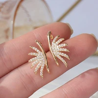 vintage elegant 14k real gold angel wings earrings for women s925 silver needle stud high quality jewelry aaa zircon party gift