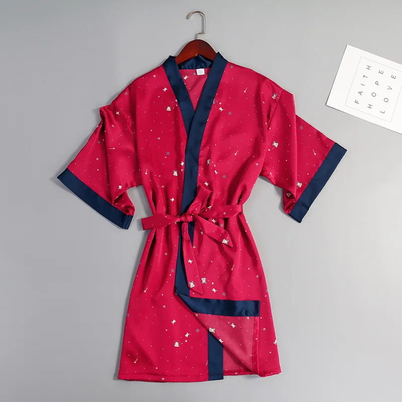 Одежда для сна в стиле оверсайз пижамы ночные рубашки красное женское кимоно