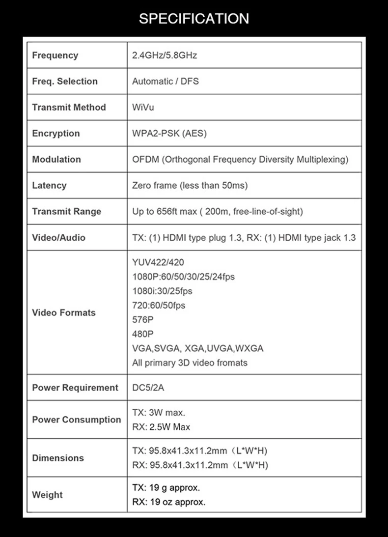 MEASY Air Prime беспроводной HDMI удлинитель 656 футов/200 м(HDMI передатчик+ приемник) Поддержка HD 1080P 3D видео и аудио
