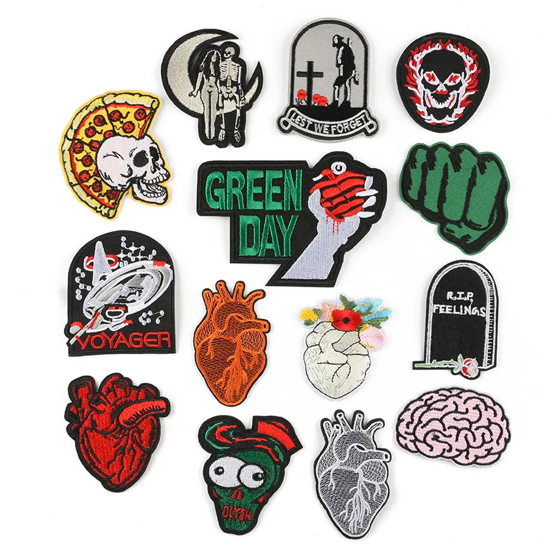 

Skull tombstone heart patch back adhesive tape computer embroidery badge clothing shoes hat luggage accessories decoration