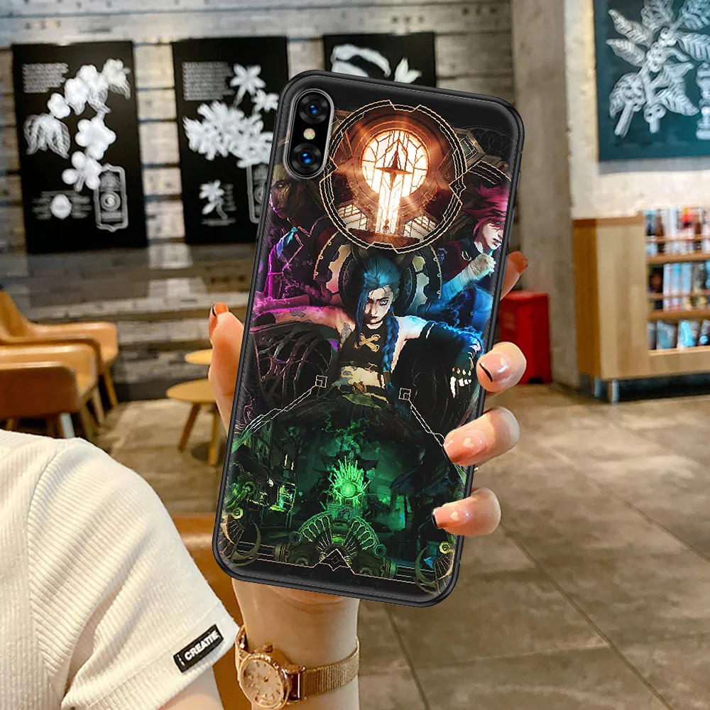 Arcane Jinx аниме чехол для телефона iphone SE 2020 6 6S 7 8 11 12 13 Mini Plus X XS XR Pro Max черный трендовый