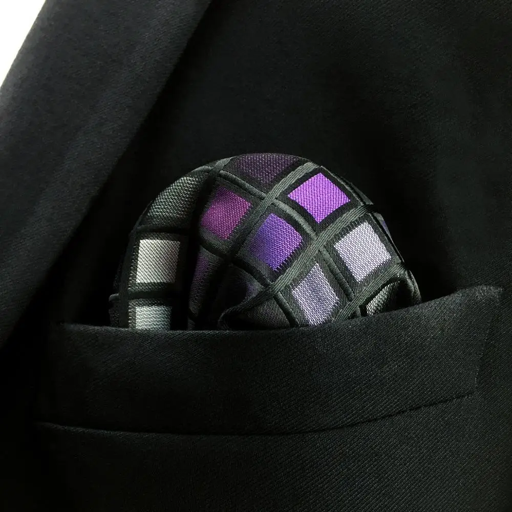 Фиолетовый Шелковый мужской платок классический вечерние аксессуар новые синие