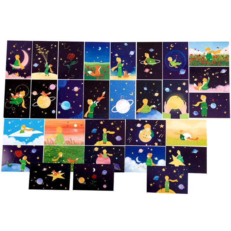 

Little Prince 30sheets Postcard Set Ins Gift Memo Pad Cartoon Lovely Leave Message Wall Decoration Cards Stationery