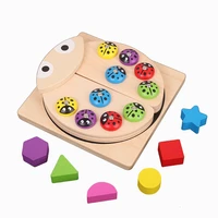childrens solid wood cartoon shape puzzle building block game toy parent child interactive game toy