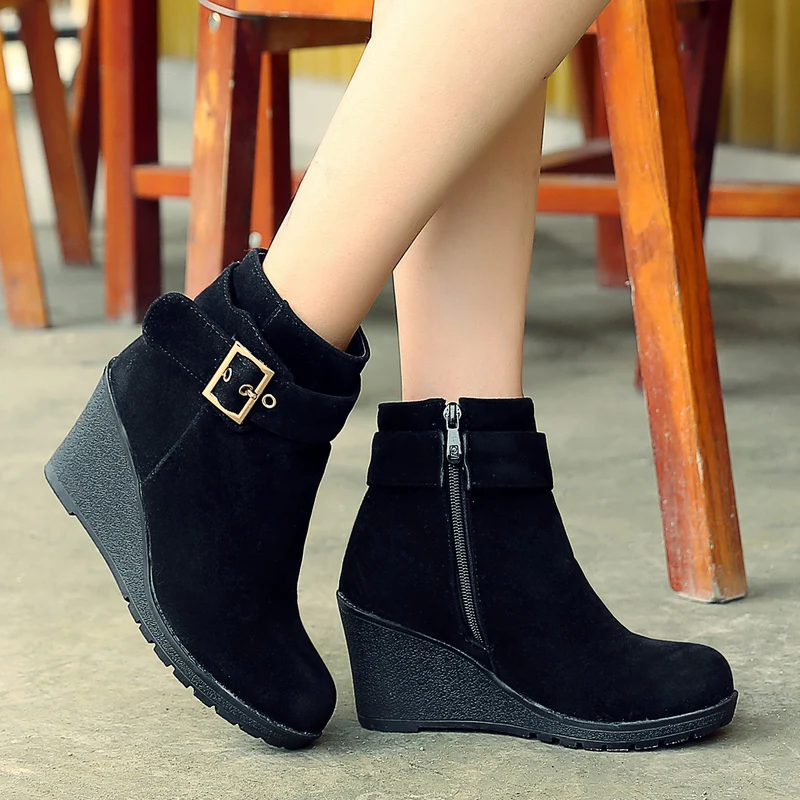 AIWEIYi/Новинка 2019 года Модные женские зимние ботильоны ботинки на скрытой танкетке