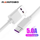 Кабель Ranipobo 5A USB Type C, Сверхбыстрая Зарядка для Huawei Mate30 P30 Lite Xiaomi Mi 9, кабель USB C для Samsung S8 S9 S10 Xiaomi