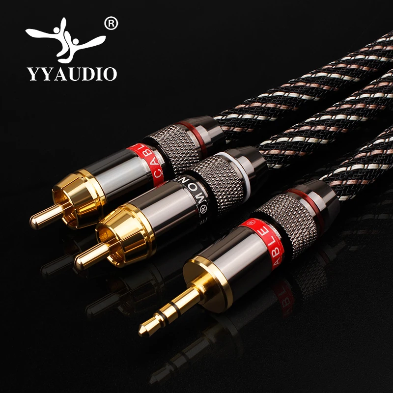 Hi-Fi AUX 3 5 мм в 2 RCA аудио сплиттер кабель штекер-штекер 2RCA динамик 1 м оплетке MP3 |