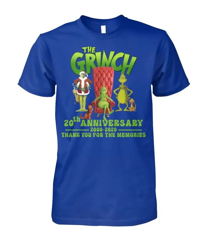 

Grinch 20th Anniversary Thank You for The Memories Movie Fans Christmas Gift T-Shirt. Cotton Short Sleeve O-Neck Mens T Shirt