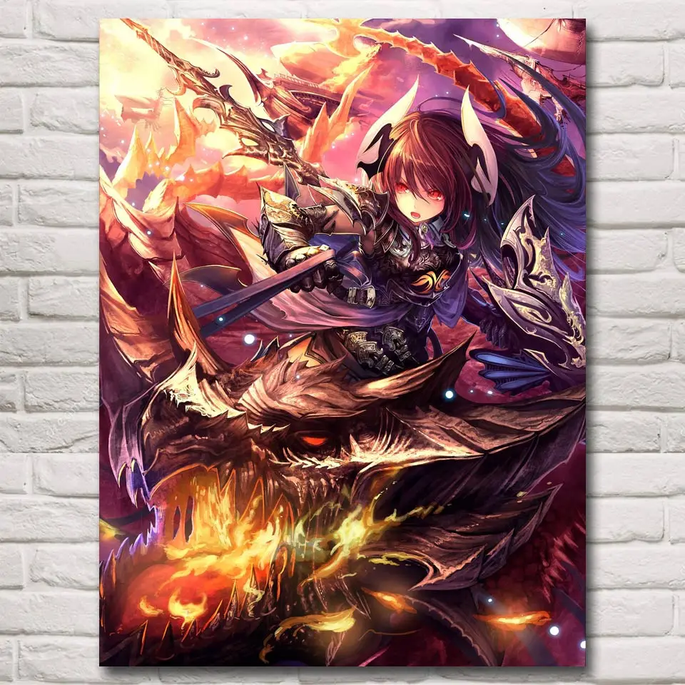 Shingeki No Bahamut Armor Аниме игры для девочек постеры и принты картины гостиной настенный