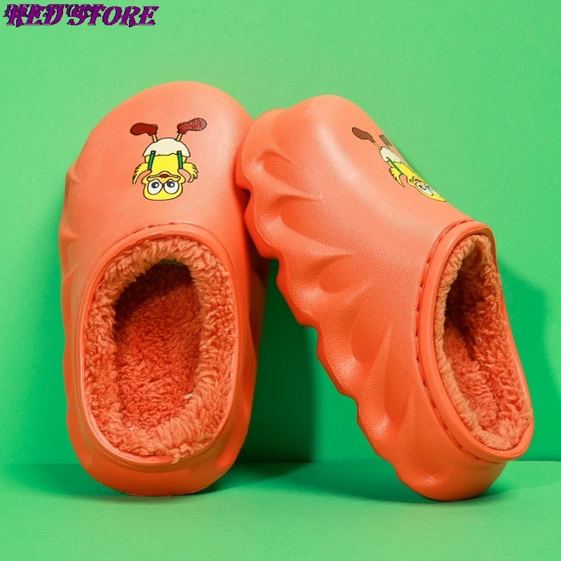 

2020 Fashion Children's Winter Cotton Home Slippers Kids Waterproof Warm Leather Shoes Toddler Boys Girls 1-7 Years